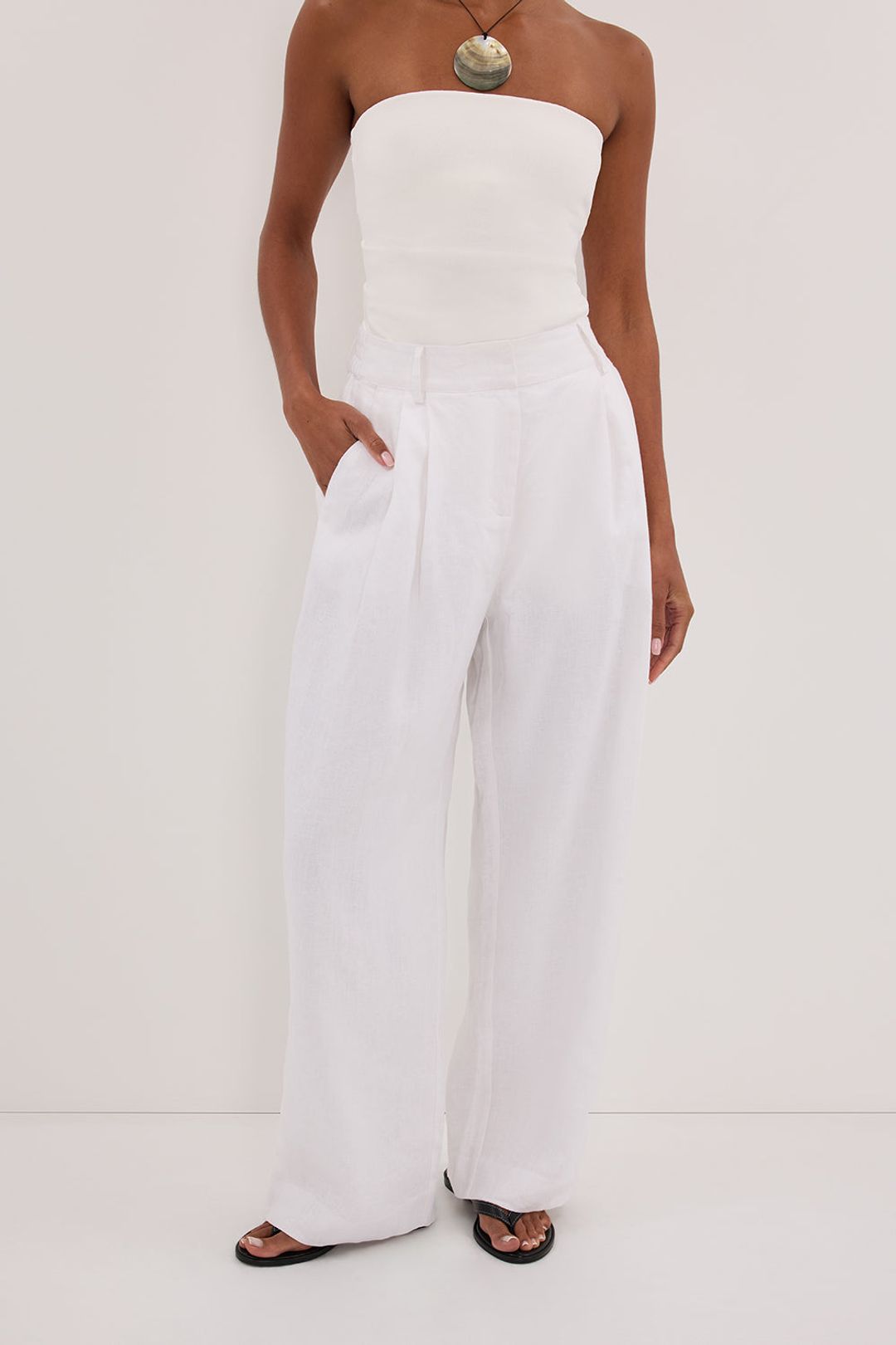 FRAN WHITE LINEN PANT