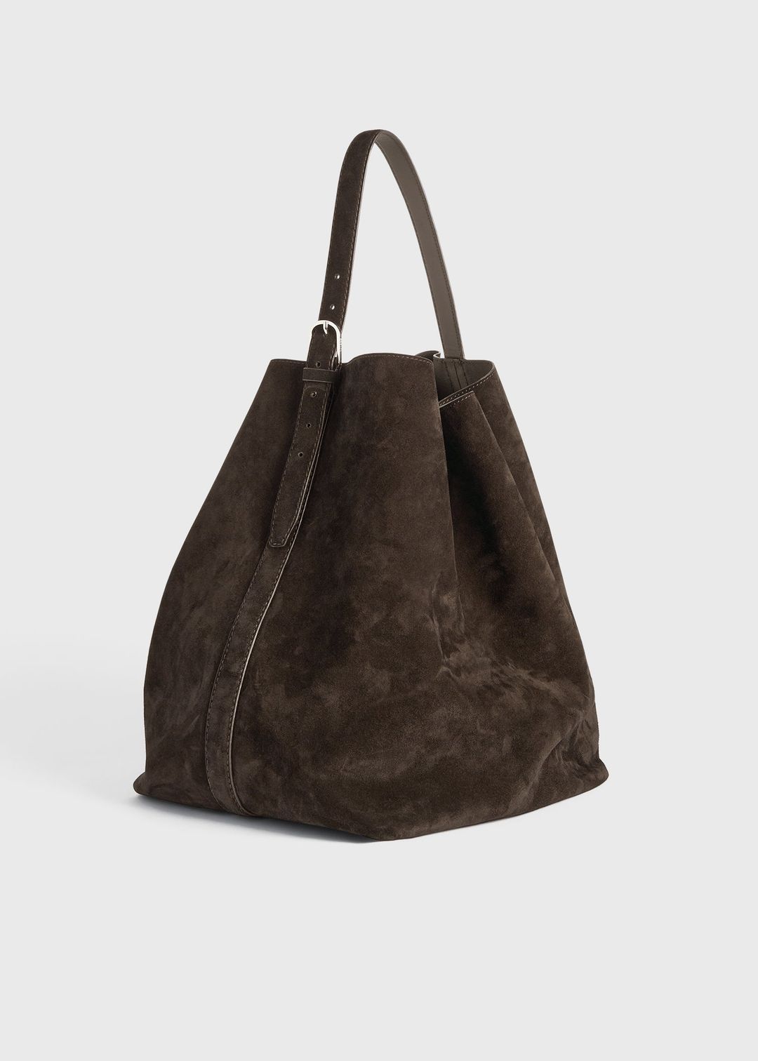 Belted suede tote brown #4