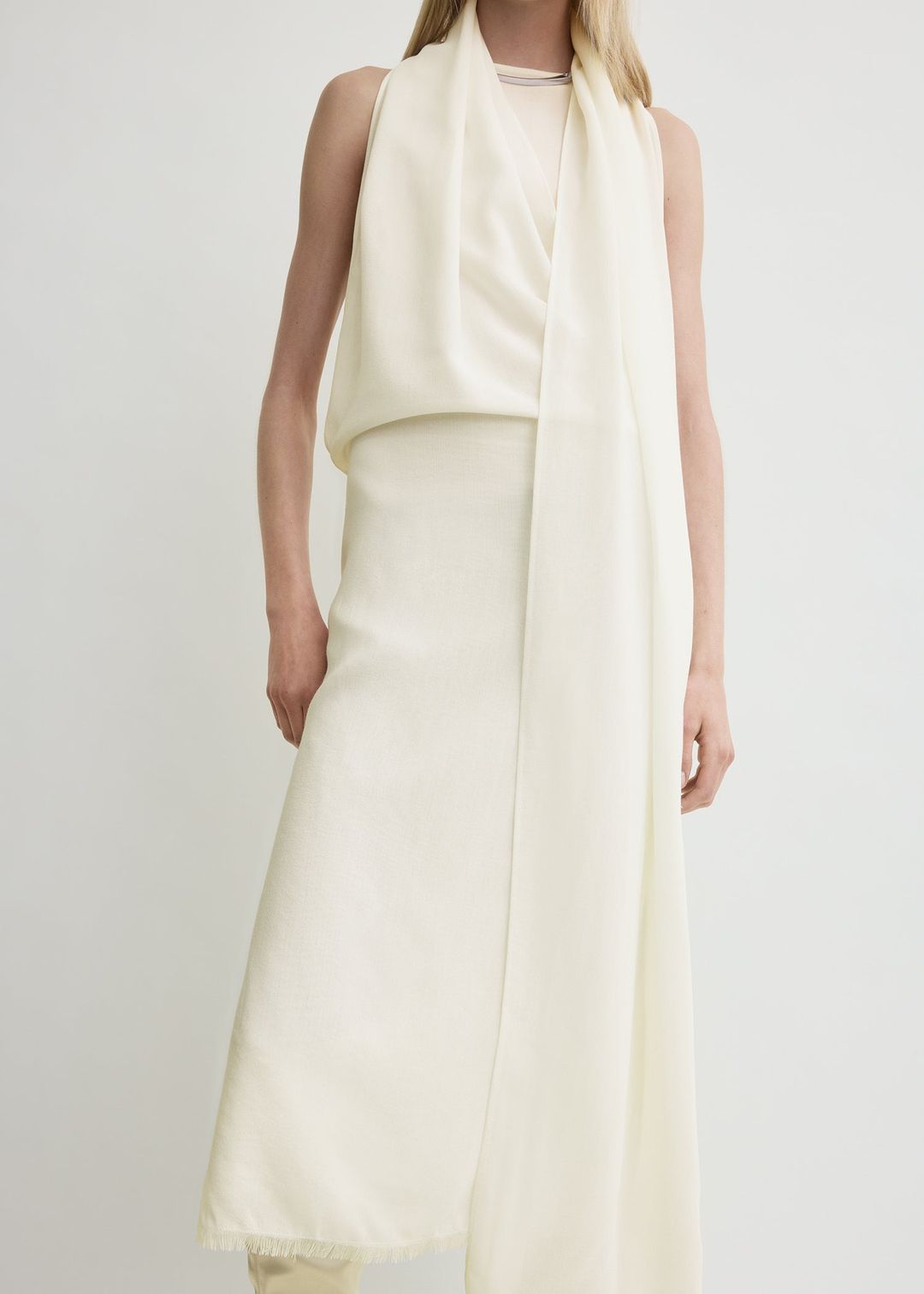 Fringed scarf dress milk #4
