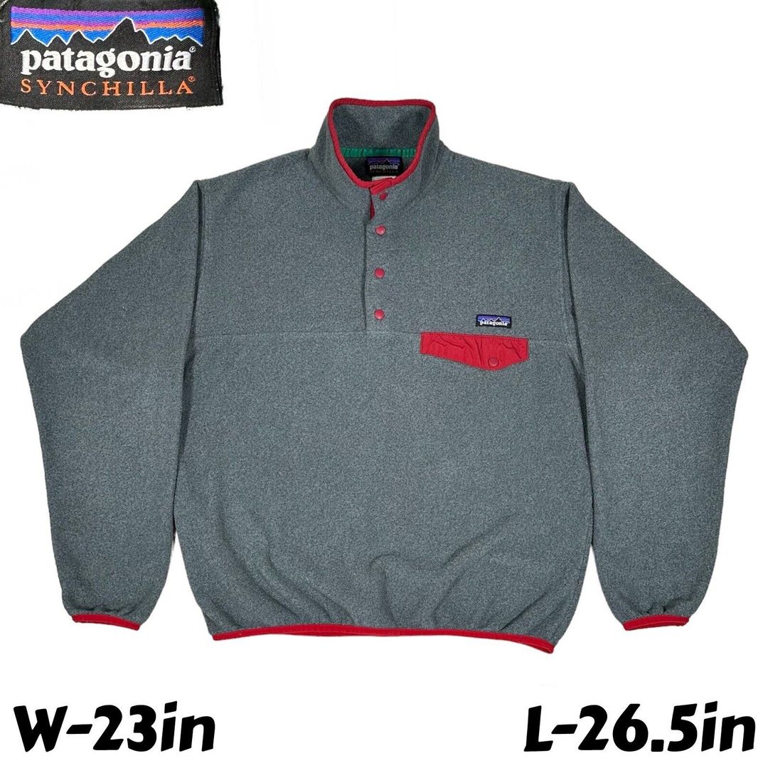 Grey Patagonia Synchilla Fleece Snap Pullover with Red Details (Small) #4