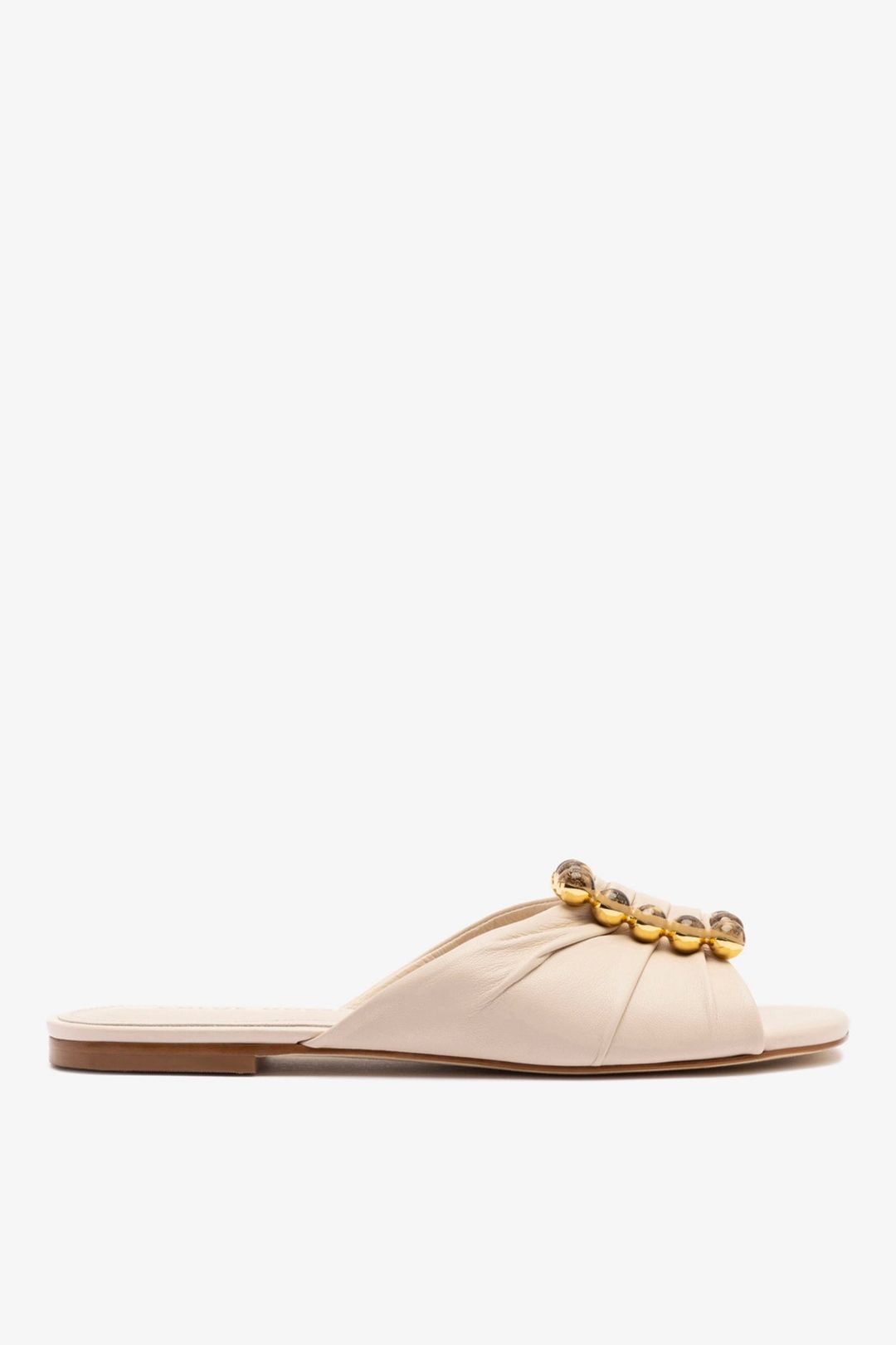 Chloe Gosselin by Larroudé Nova Flat In Puff Cream Leather