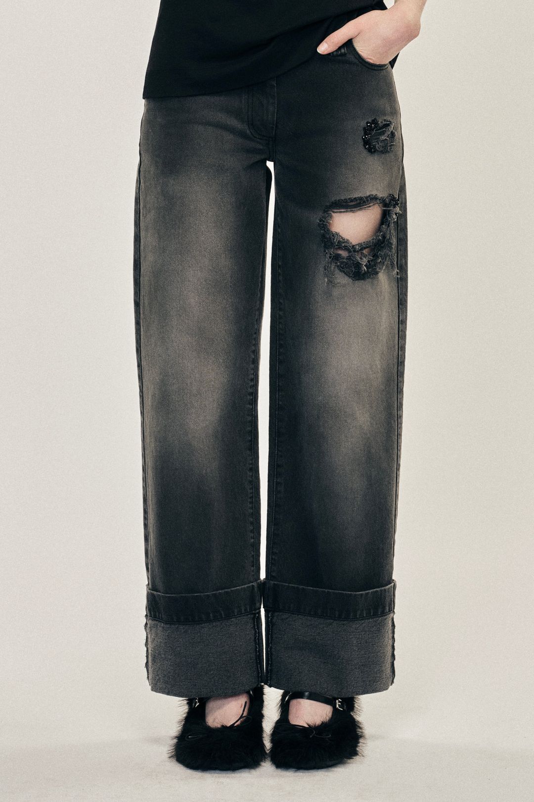 Embellished Straight Leg Jeans #3