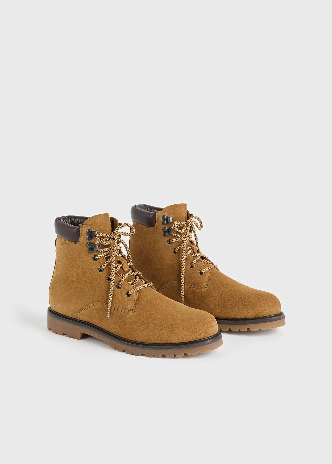 Lace-up suede boots ochre #3