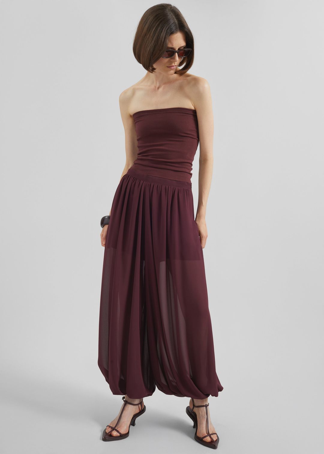 Solrae Tube Top - Burgundy #3