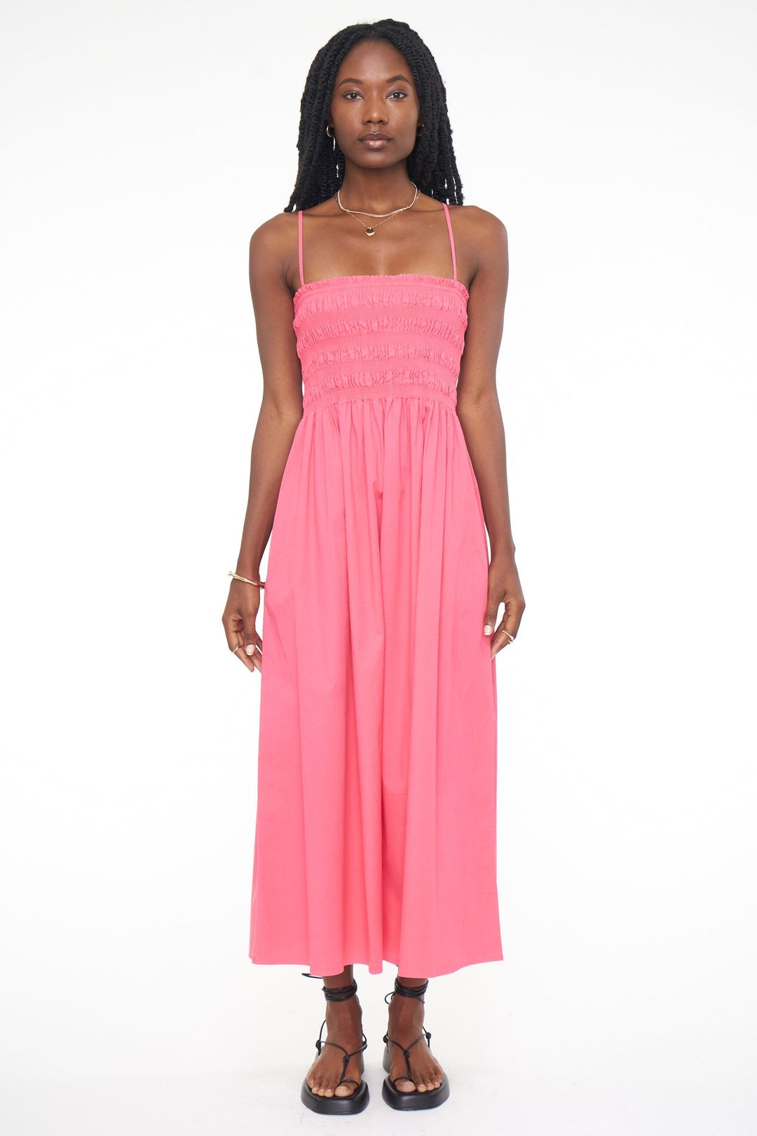 Bianca Smocked Bodice Dress - Pink Punch