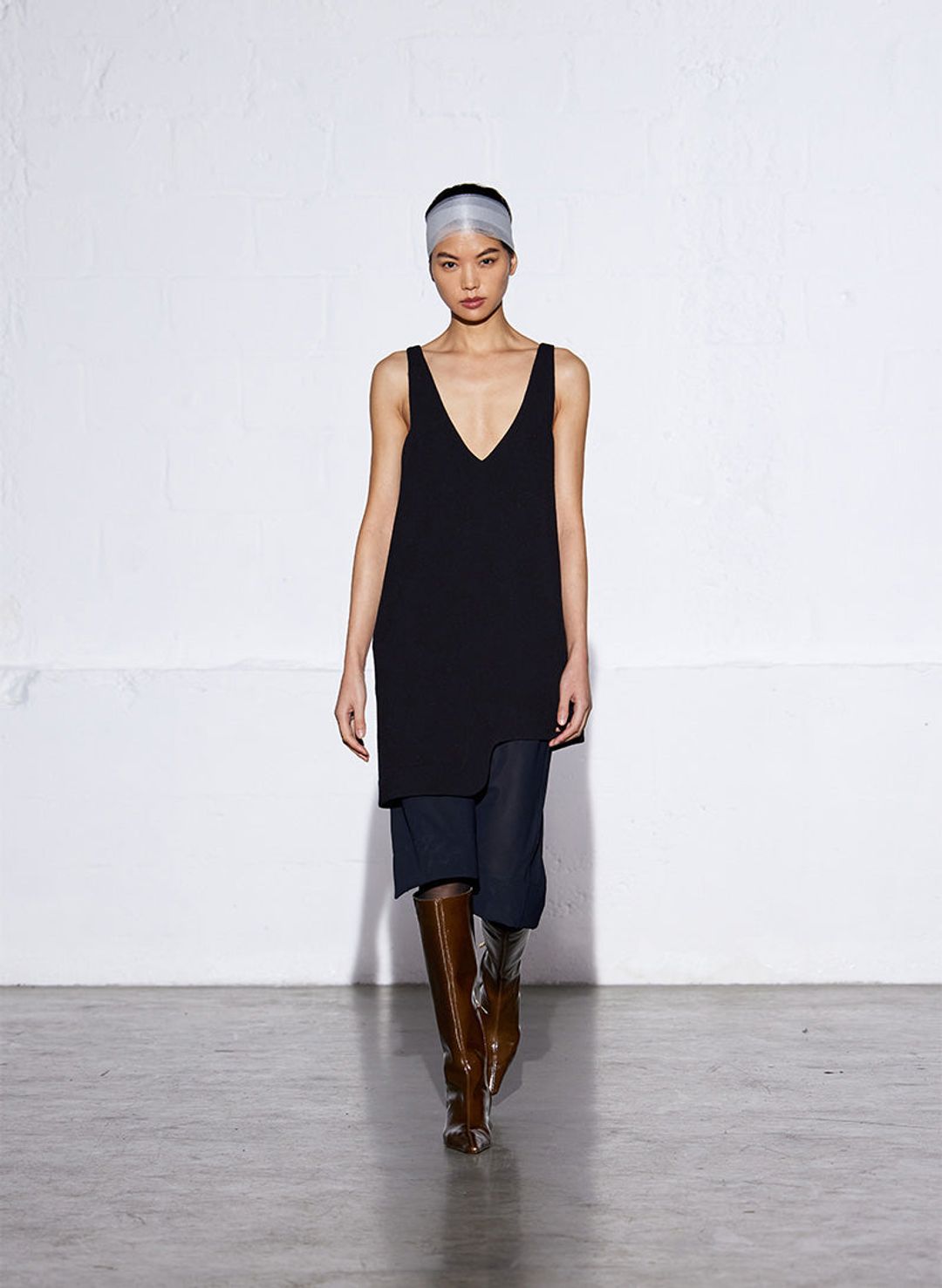 Melee Crepe V-Neck Power Mesh Combo Dress #2