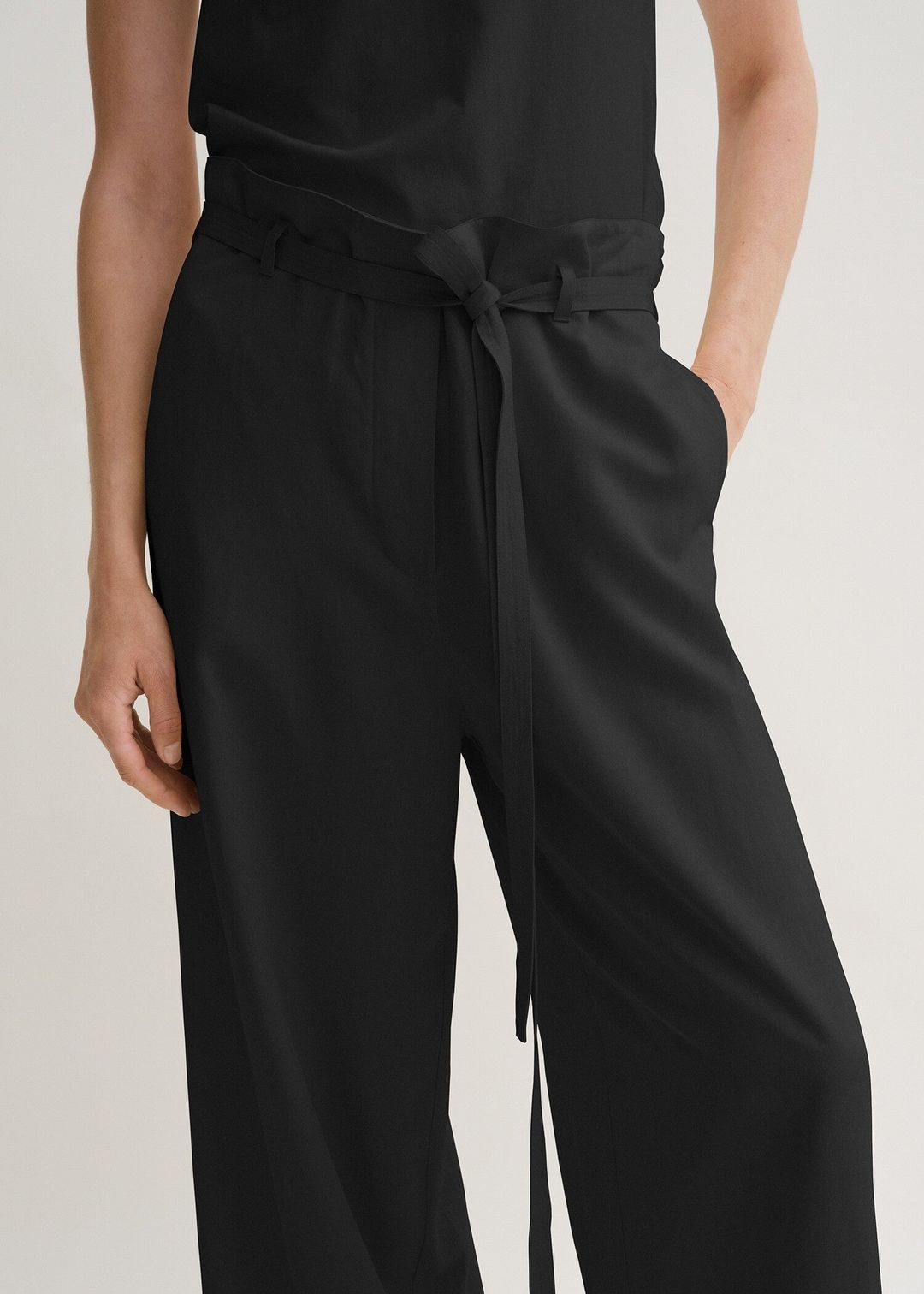 Fluid tie-waist trousers black #4