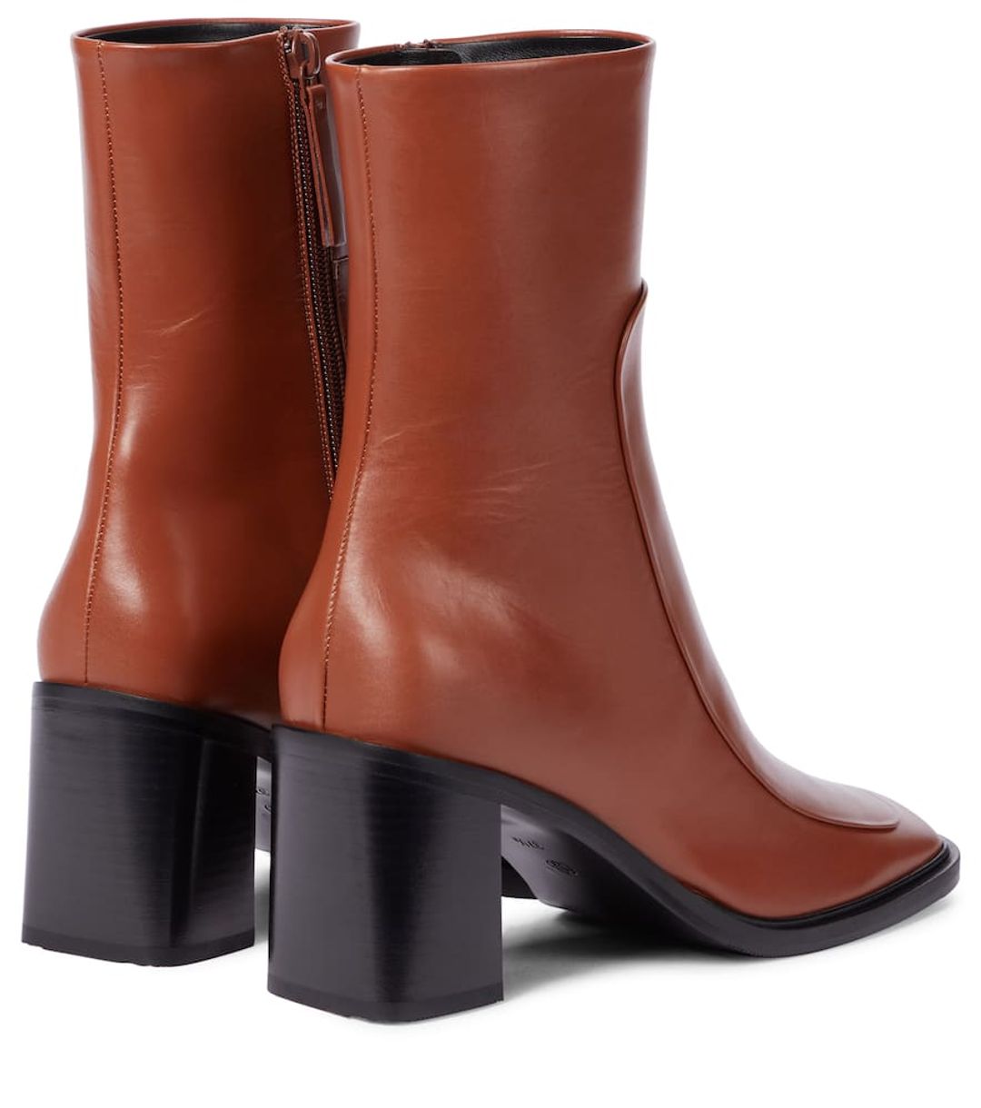 Patch Paneled Leather Ankle Boots In Brown #4