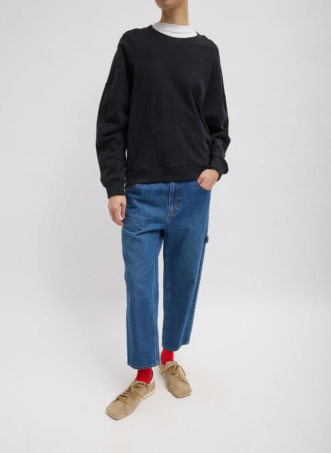 Spring Denim Cropped Slouchy Cargo Jean
