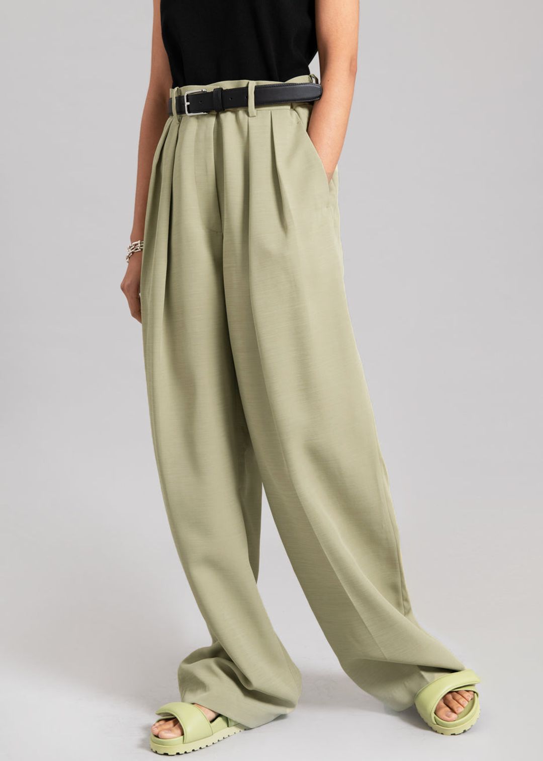 Port Pleated Pants - Sage #7