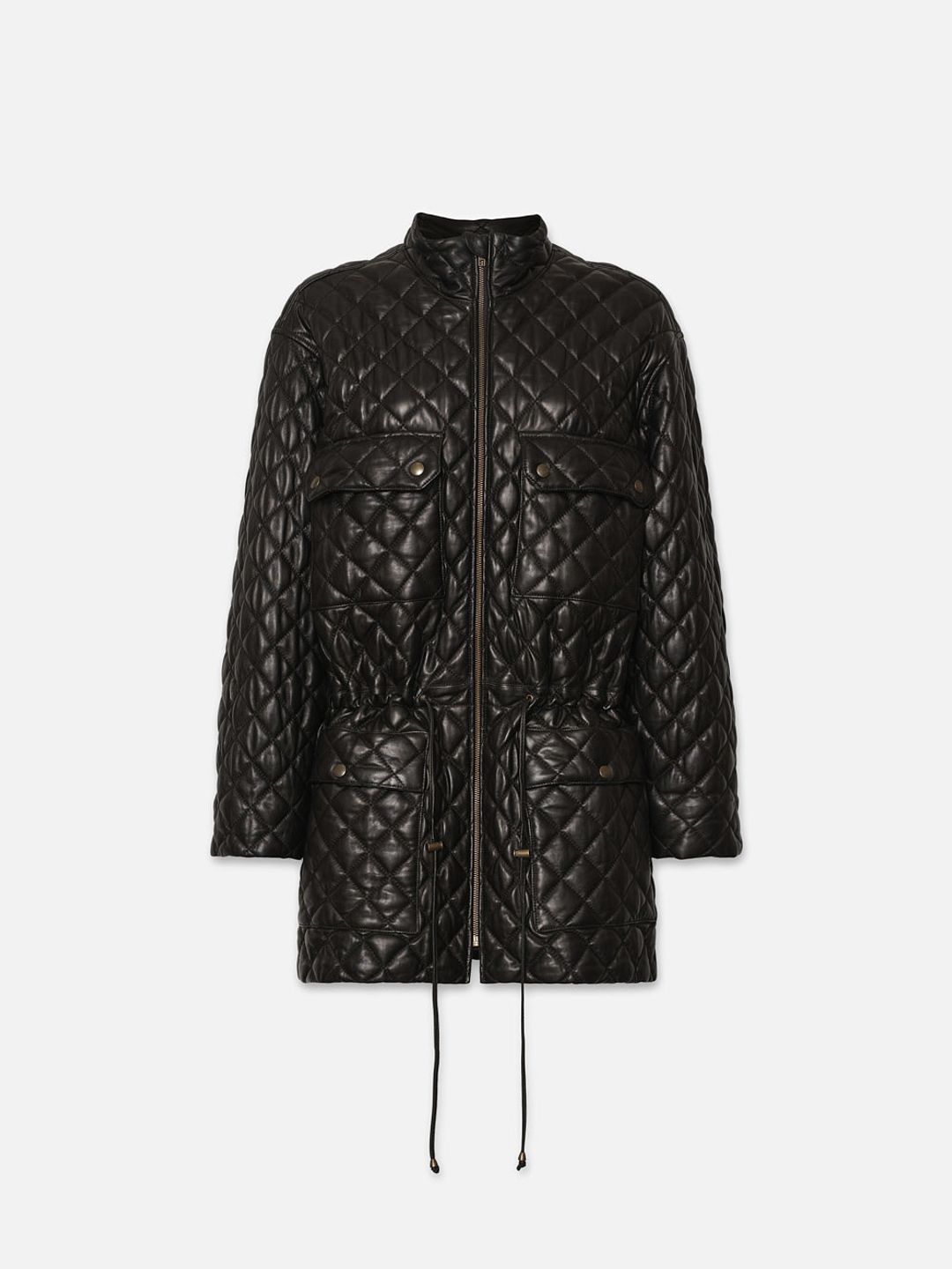 Leather Quilted Parka -- Black #6