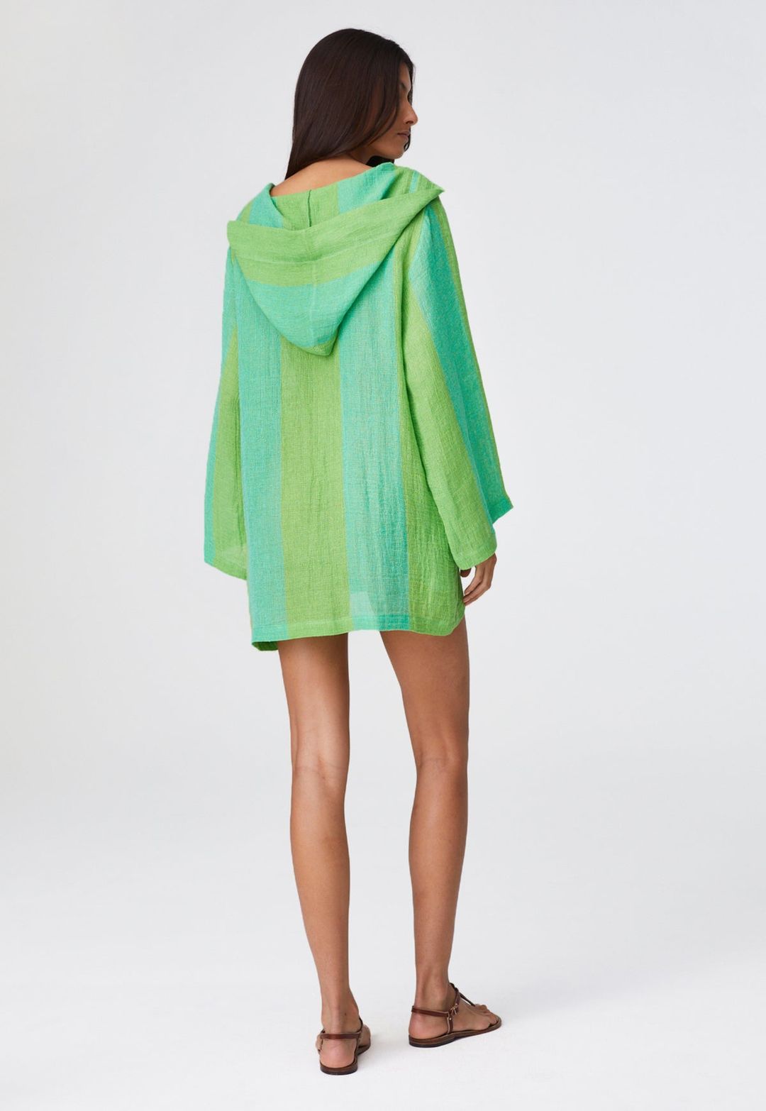 THE BEACH TUNIC in GUAVA AWNING STRIPED GAUZE #6
