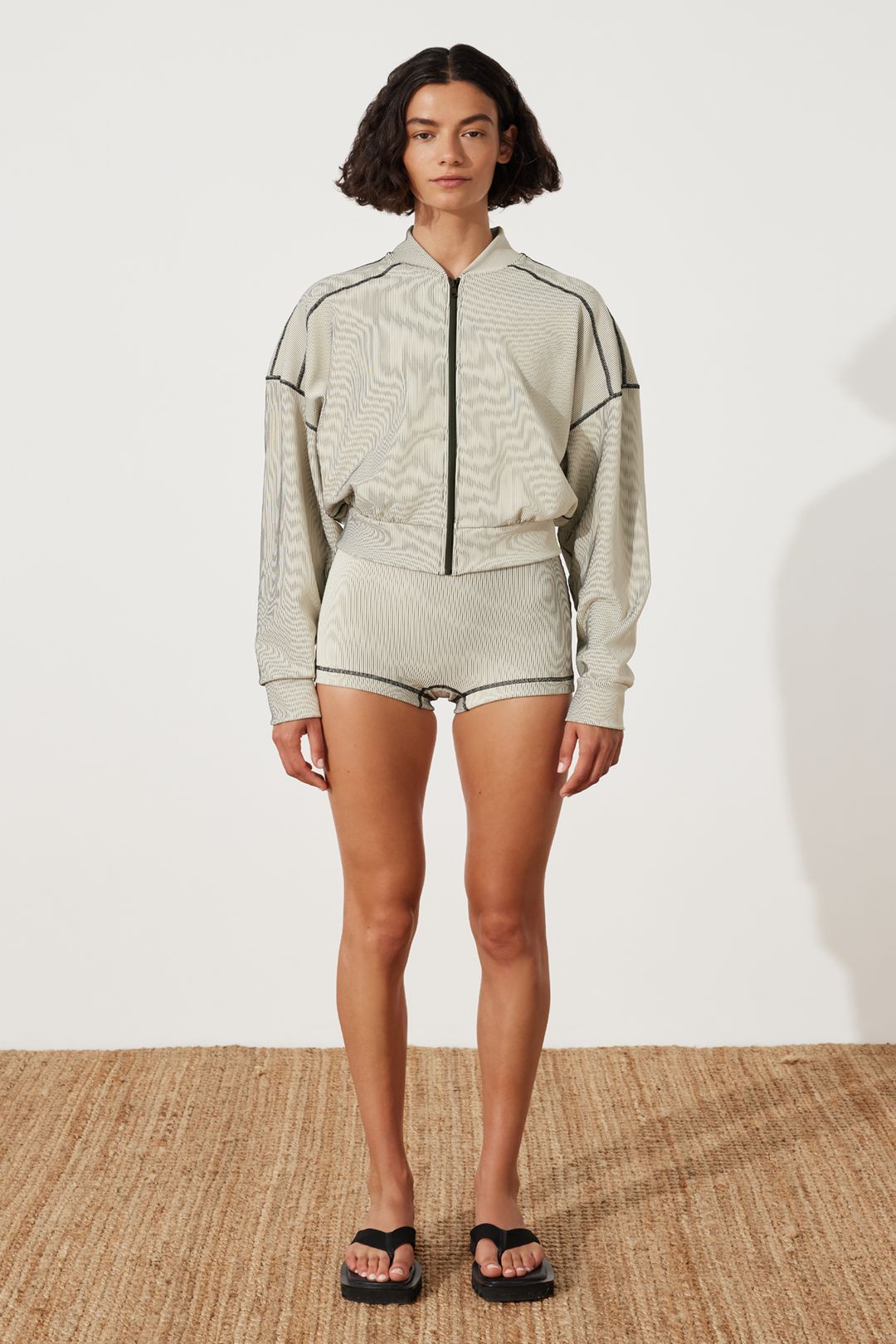Stripe Rib Jacket - Coconut