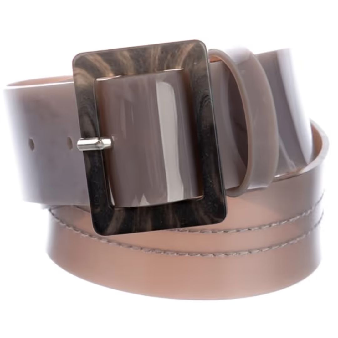 PVC waist belt grey with brown marbled resin buckle M/L