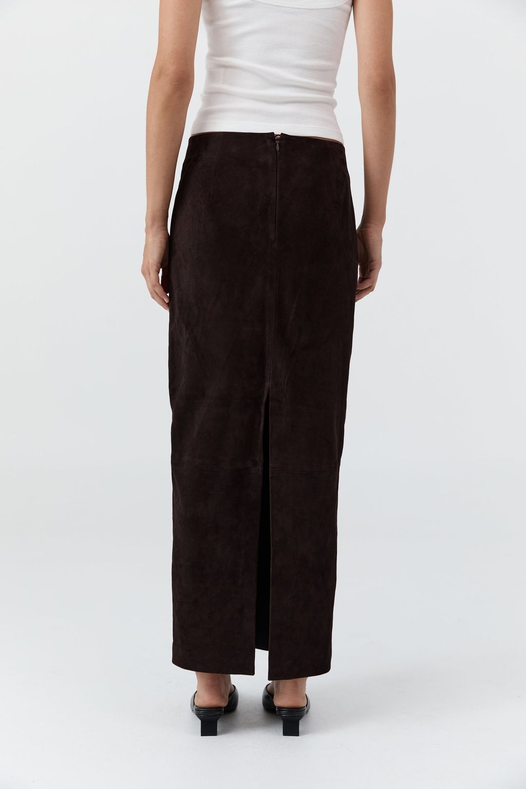 Suede Column Skirt - Coffee #7