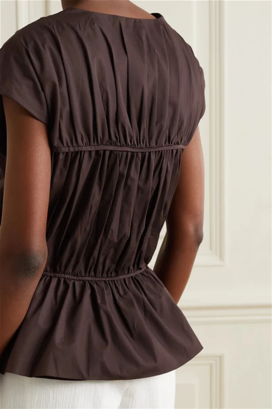 Thea Organic Cotton Gathered Sleeveless Top Chocolate #4