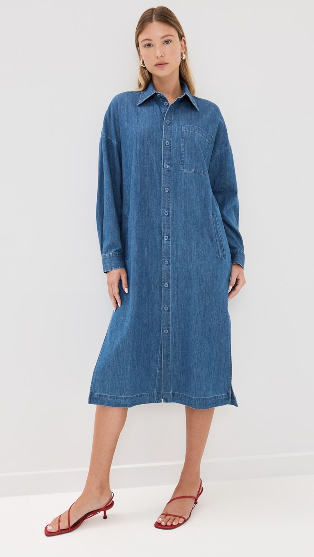 Lightweight denim shirtdress