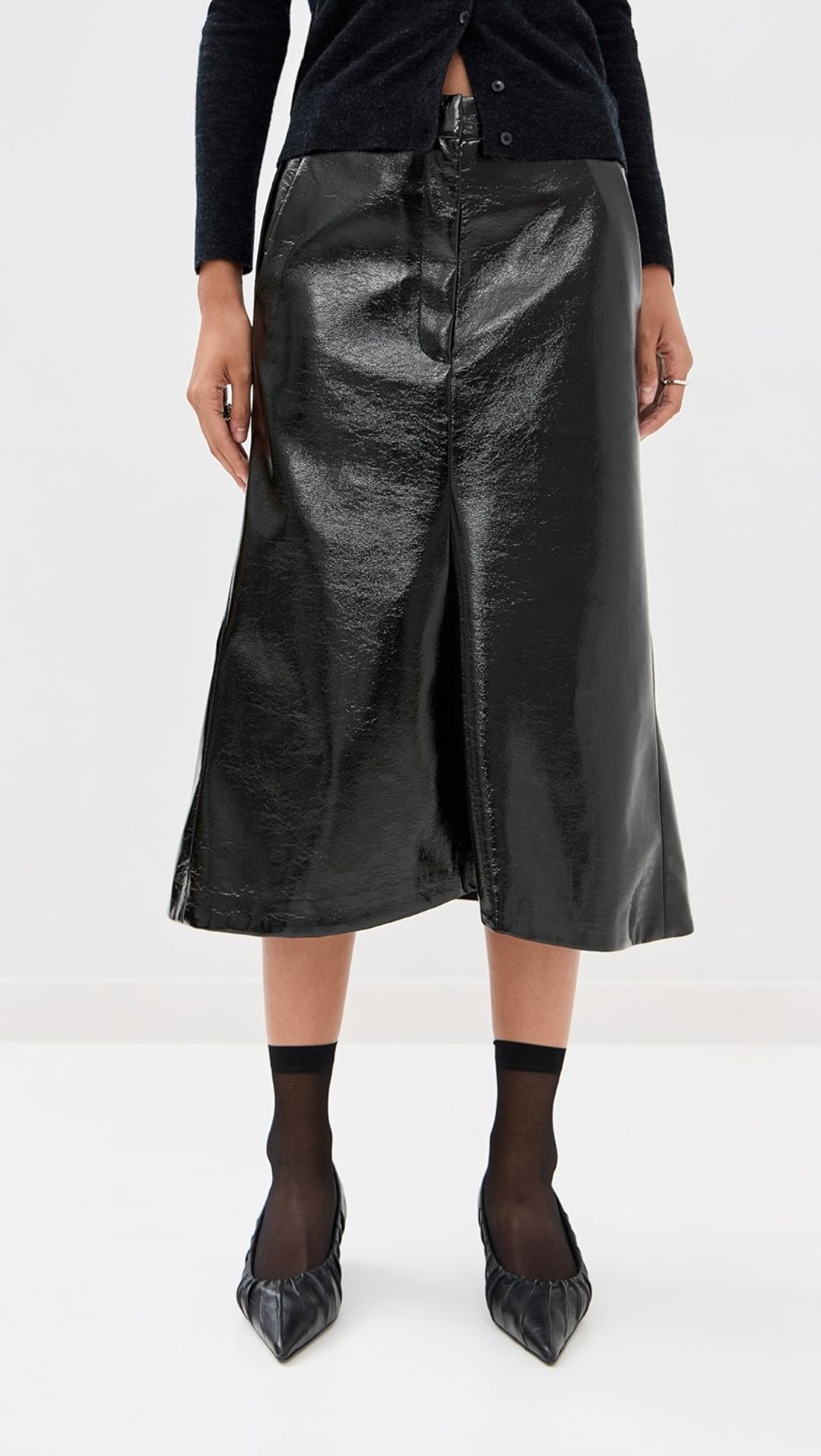 Faux Patent Leather Sculpted Silke Skirt
