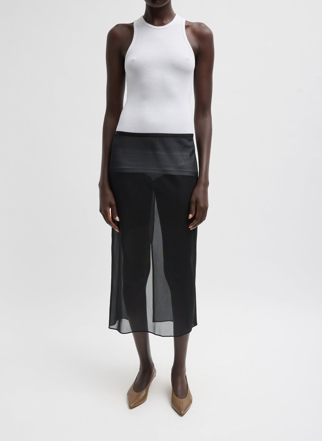 Sheer Gauze Maxi Pencil Skirt
