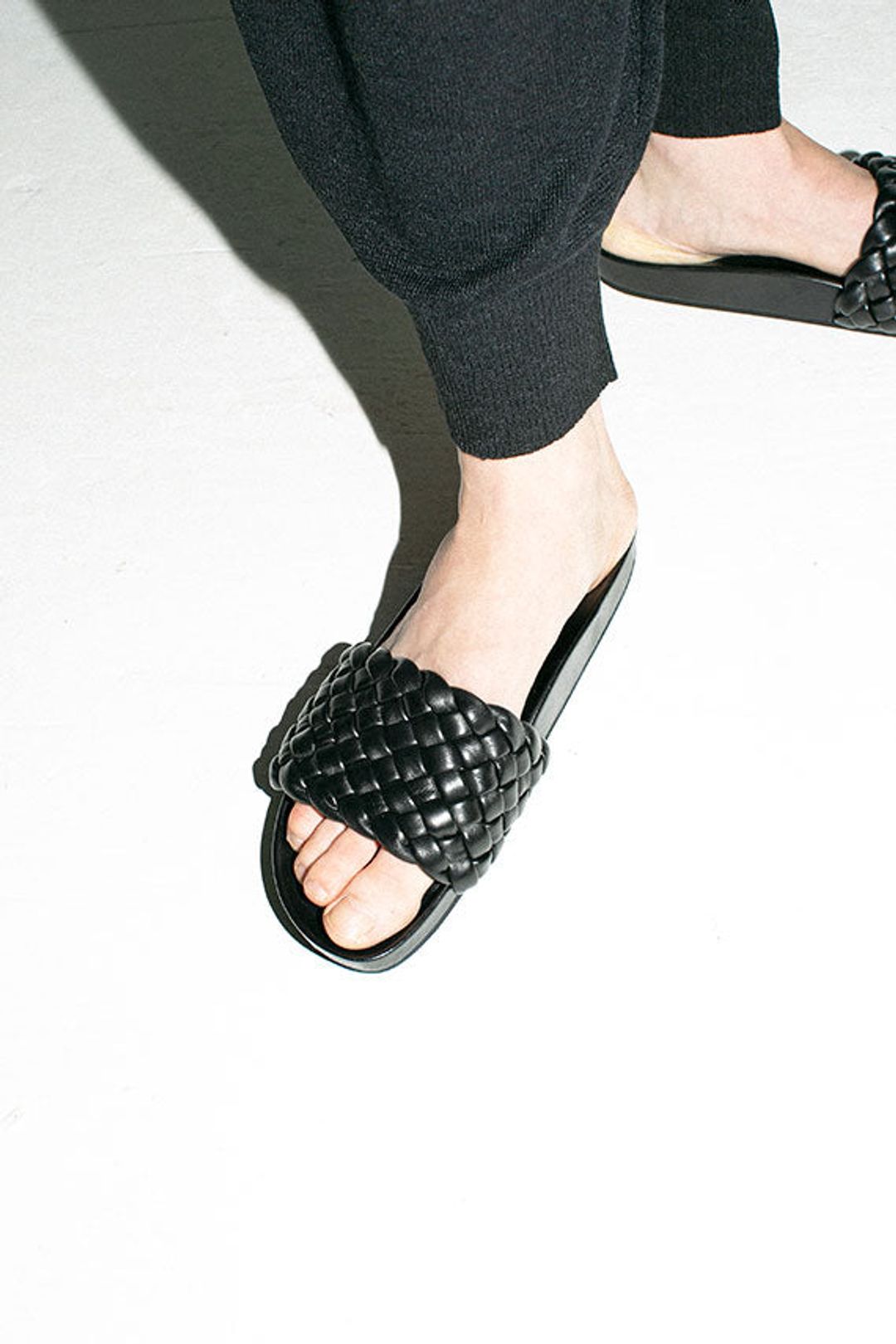 Sonnie Woven Leather Slide Sandals #6