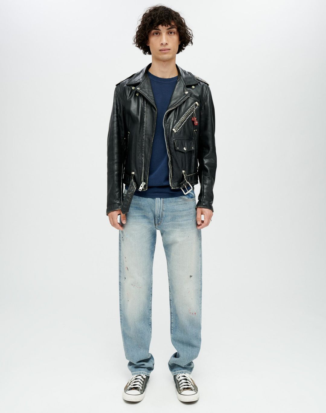 Upcycled Leather Biker Jacket - Black Cheetah #7