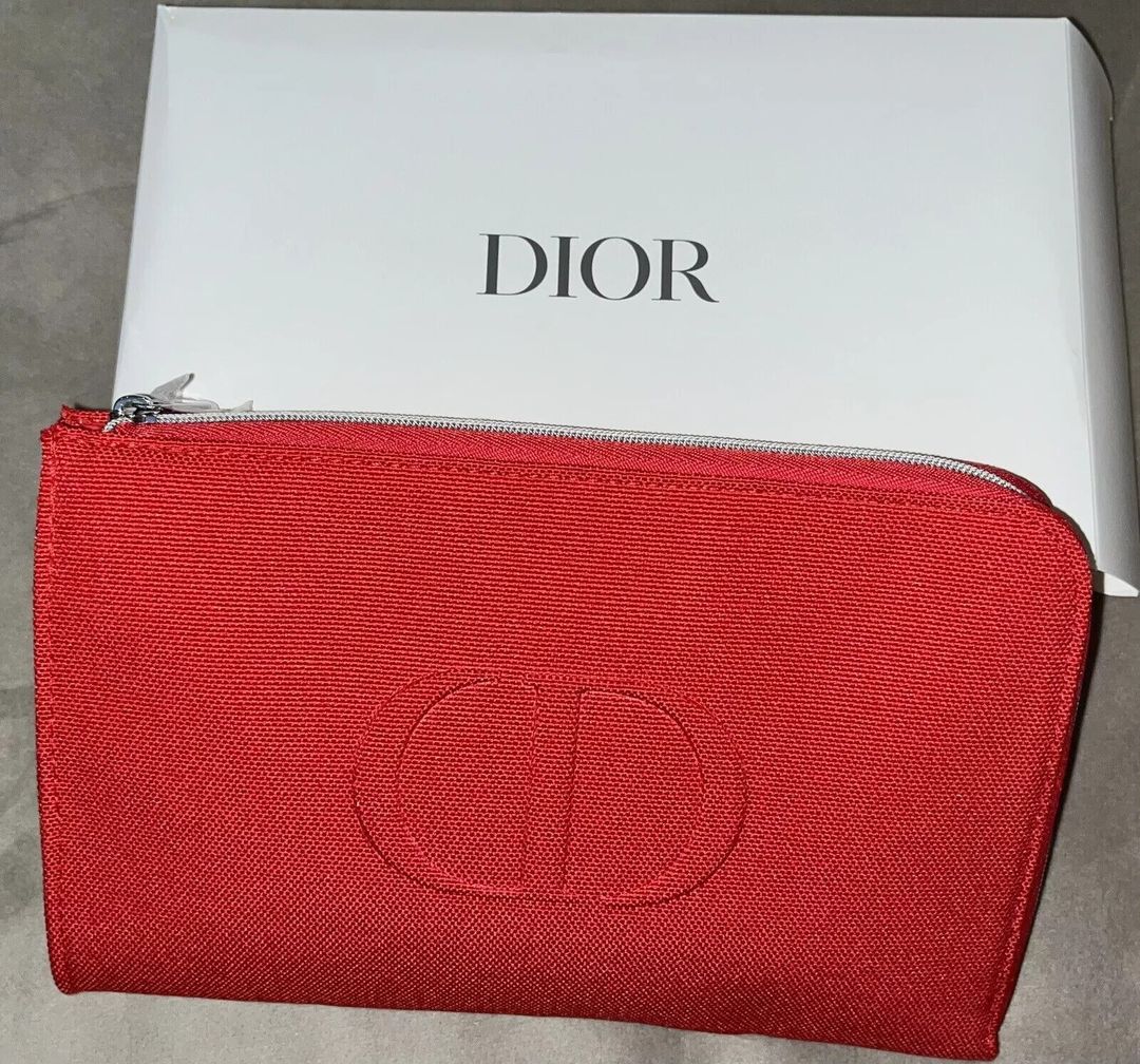 CD Expandable Canvas Clutch Makeup Pouch Cosmetic Bag