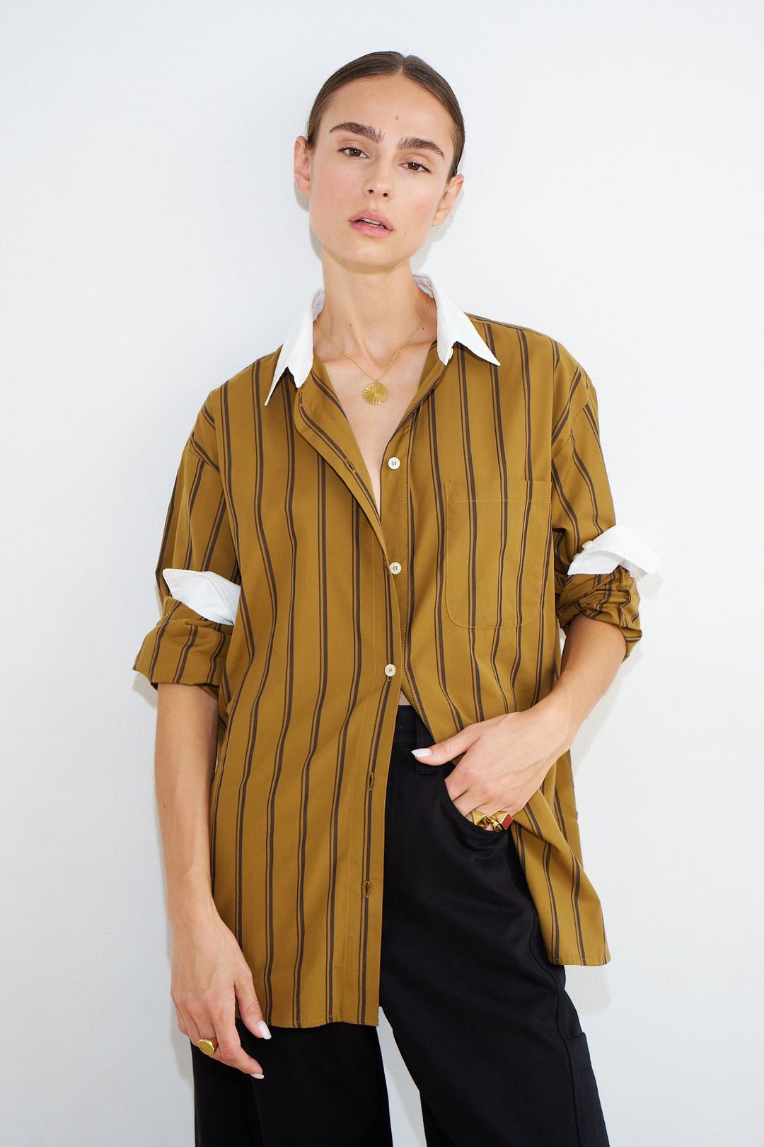 The Crosby Shirt in Goldenrod Stripe #5