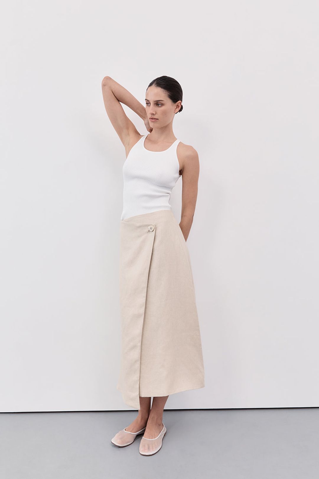 TOMMY SAND LINEN MIDI SKIRT #6