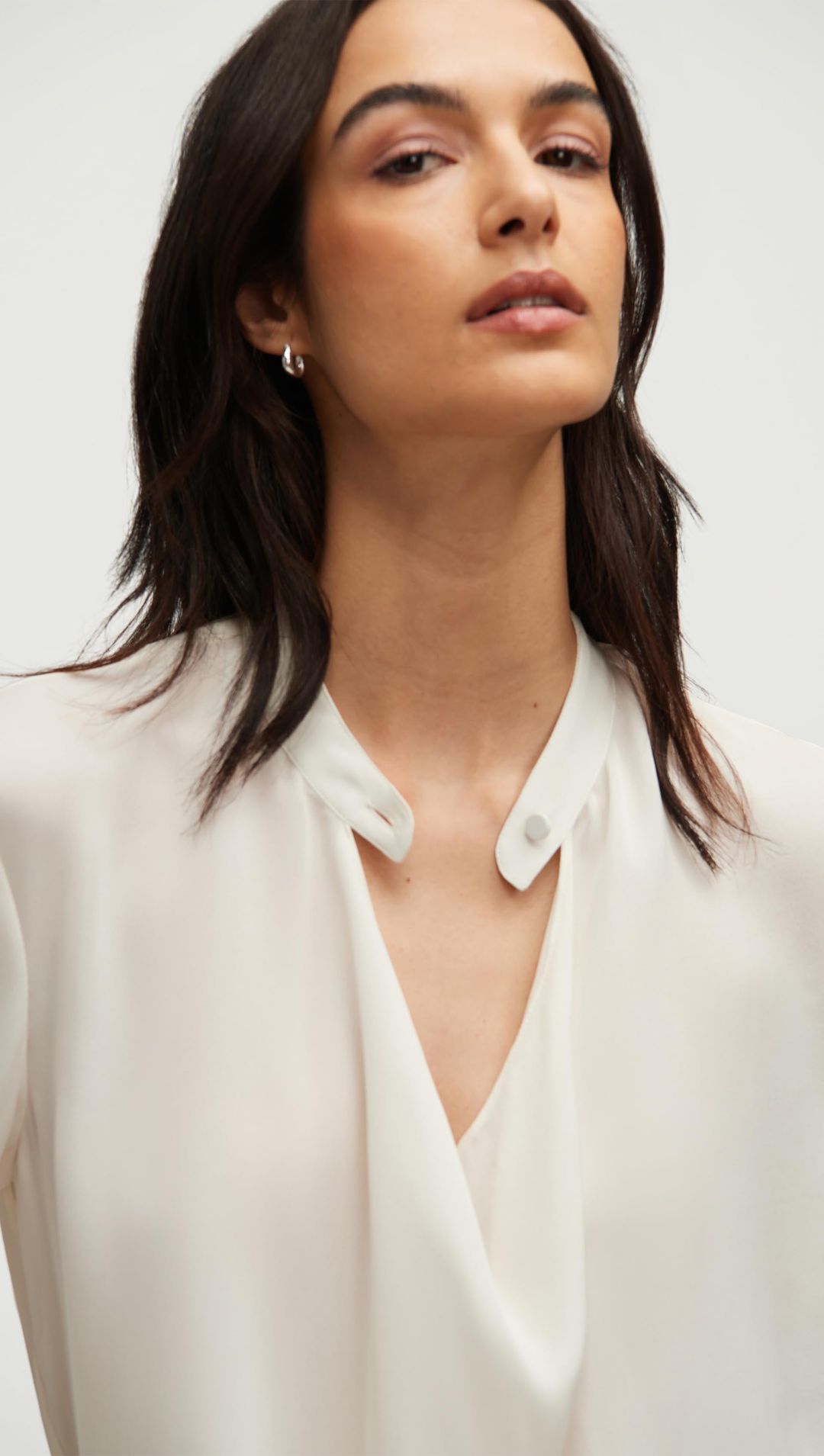 Cowl Neck Blouse in Double Georgette | Ivory #6