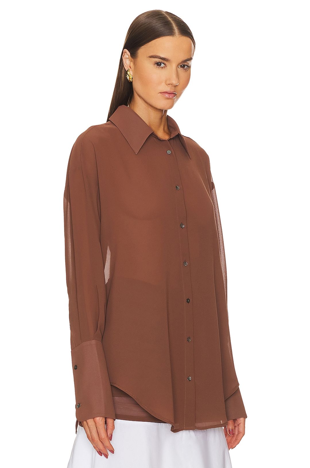 Sheer Button Slim Shirt