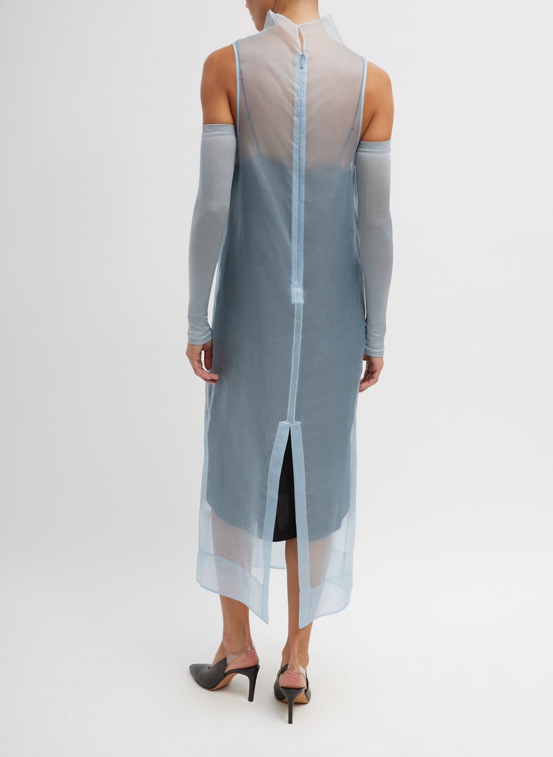 Melee Crepe V-Neck Dress With Organza Lining #9