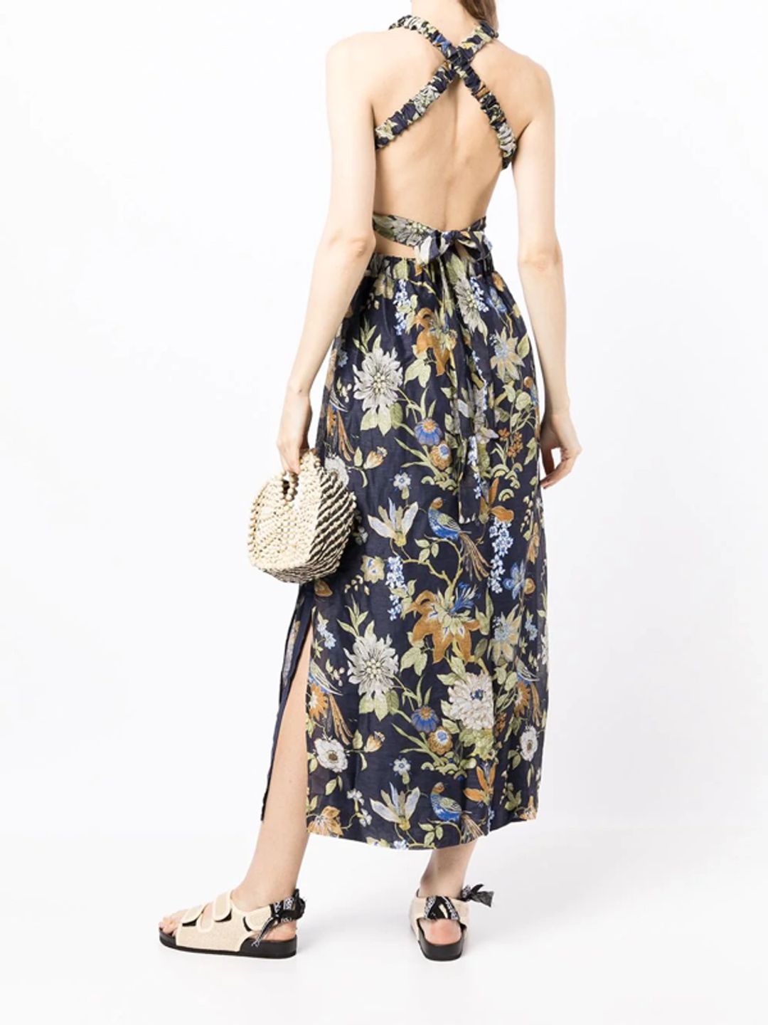 Lilian Floral Print Midi Dress In Blue #2