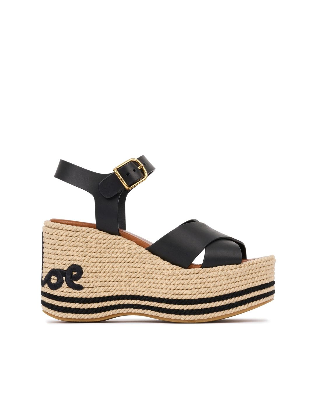 CHLOÉ Black Piia Wedge Heeled Sandals
