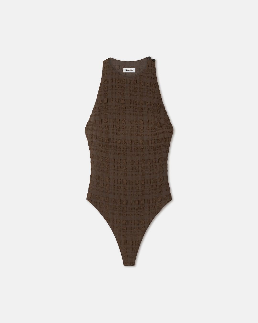 Irina - Seersucker Bodysuit - Dark Brown #4