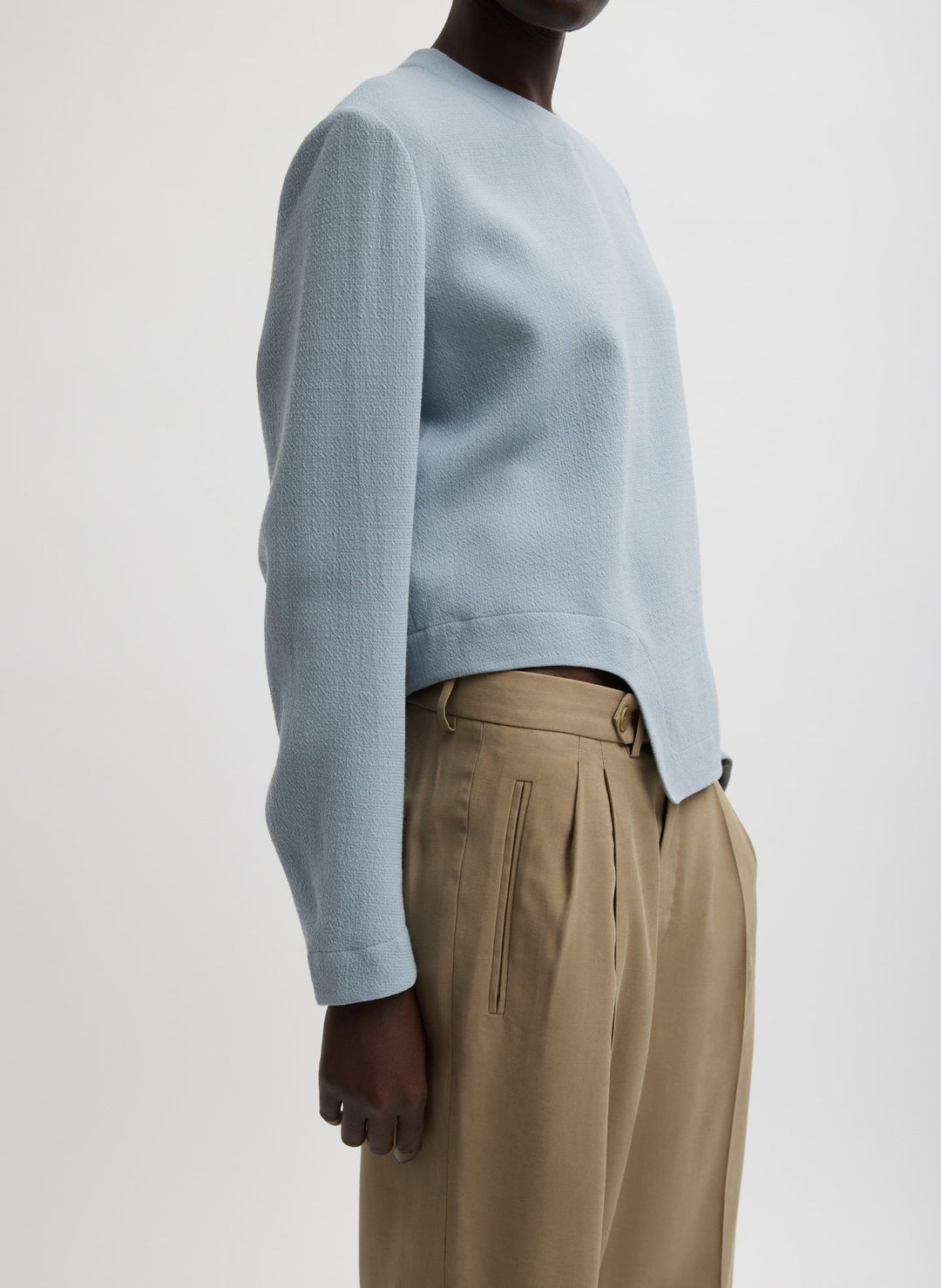 Melee Crepe Long Sleeve Cropped Top