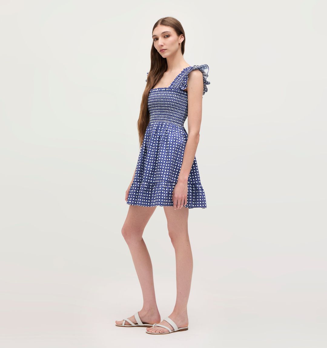 The Elizabeth Nap Dress - Blue Basketweave Cotton Sateen #5