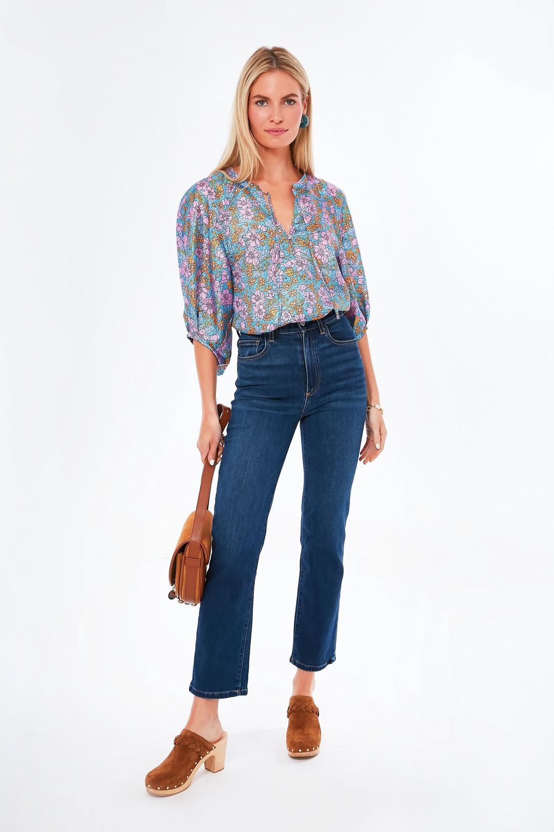 Blue Flowerscape Martha Blouse