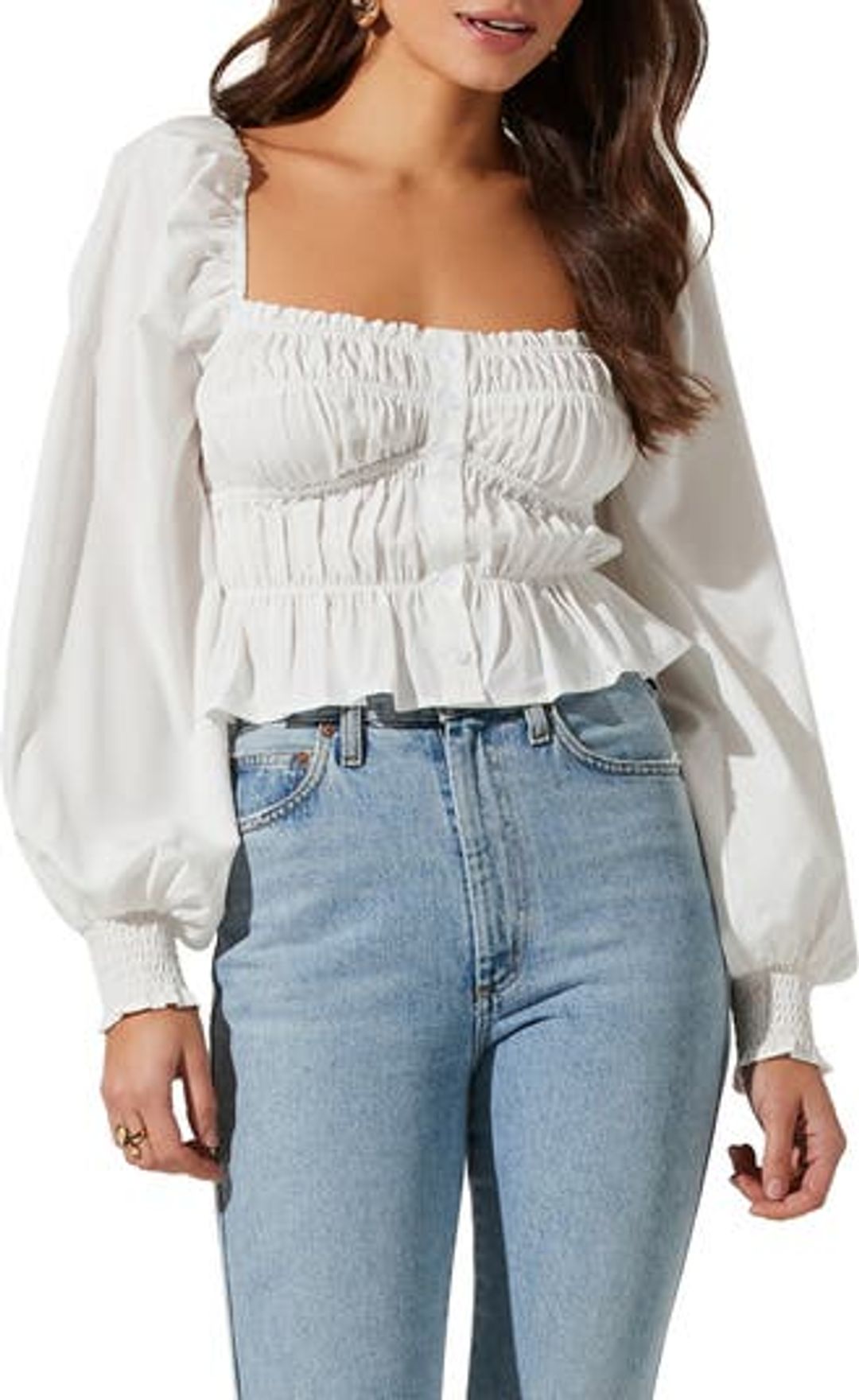 Smocked Square Neck Crop Top