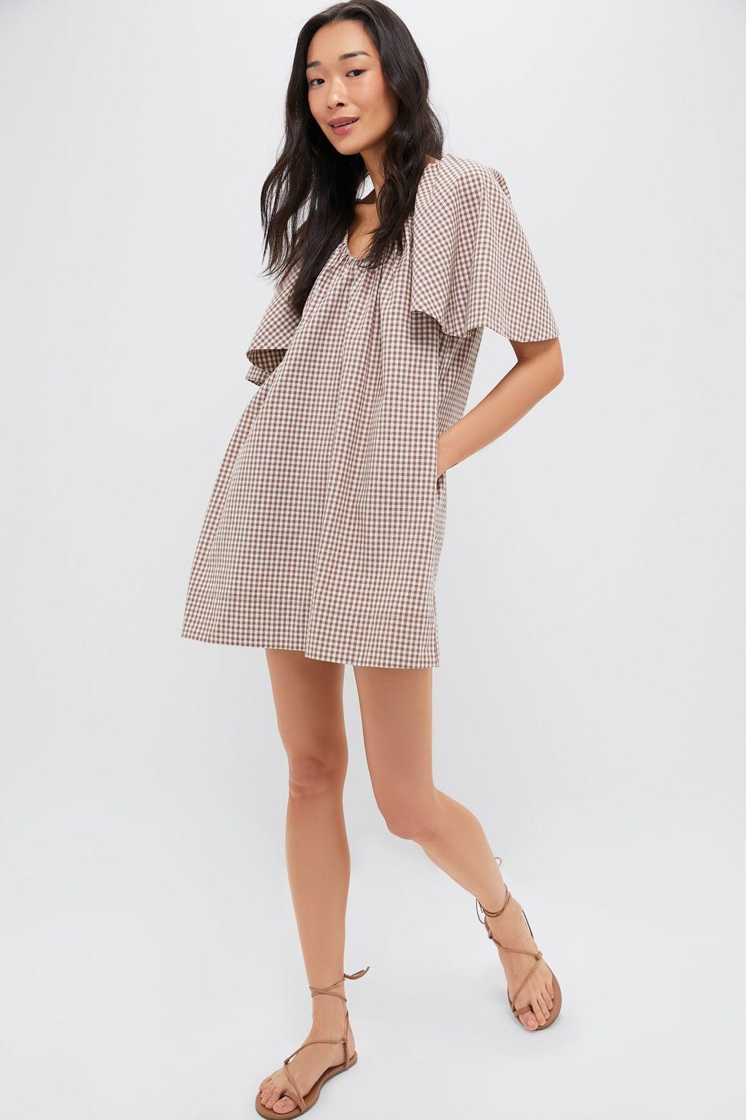 Mocha Cotton Gingham Finn Dress #7