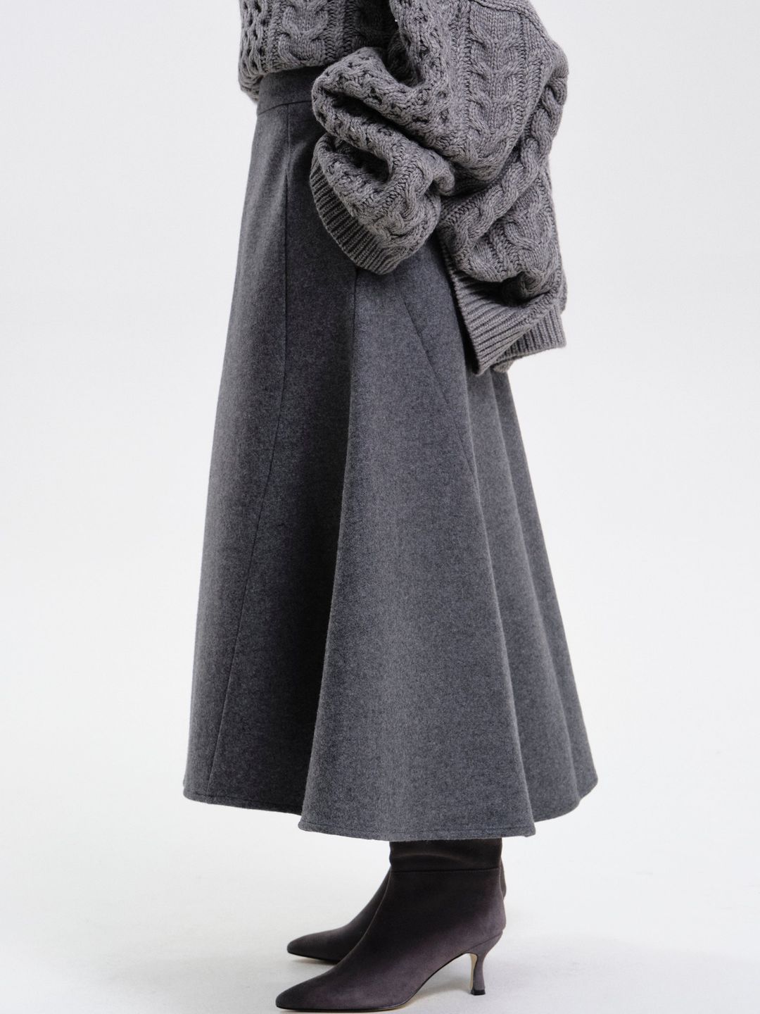 A-Line Felted Skirt, Anthracite Grey #3