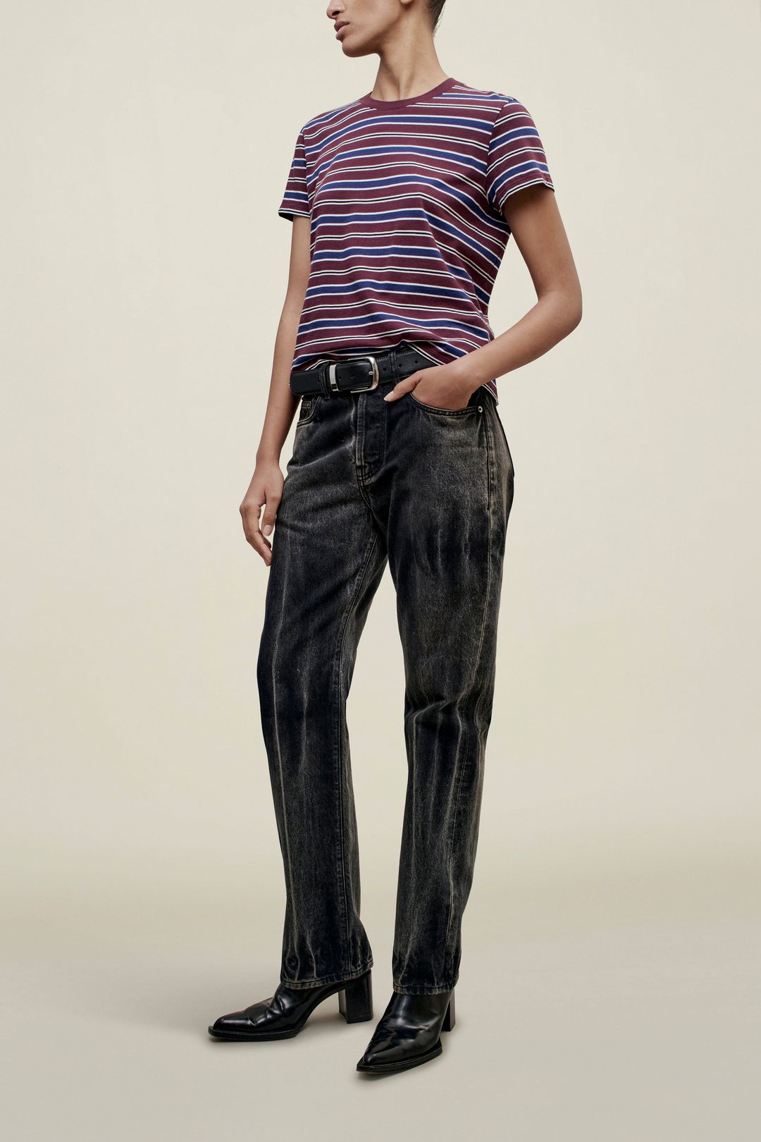 Kenzie T-Shirt in Bordeaux Multi Stripe #3