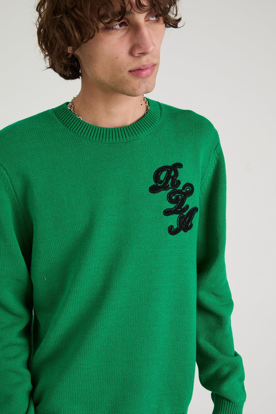 ETHAN SWEATER | GREEN SCRIPT LOGO