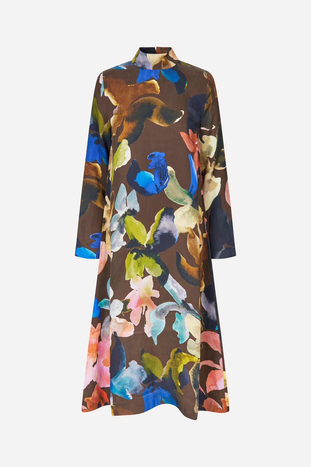 Long Sleeve Midi Dress - Aquarelle Garden