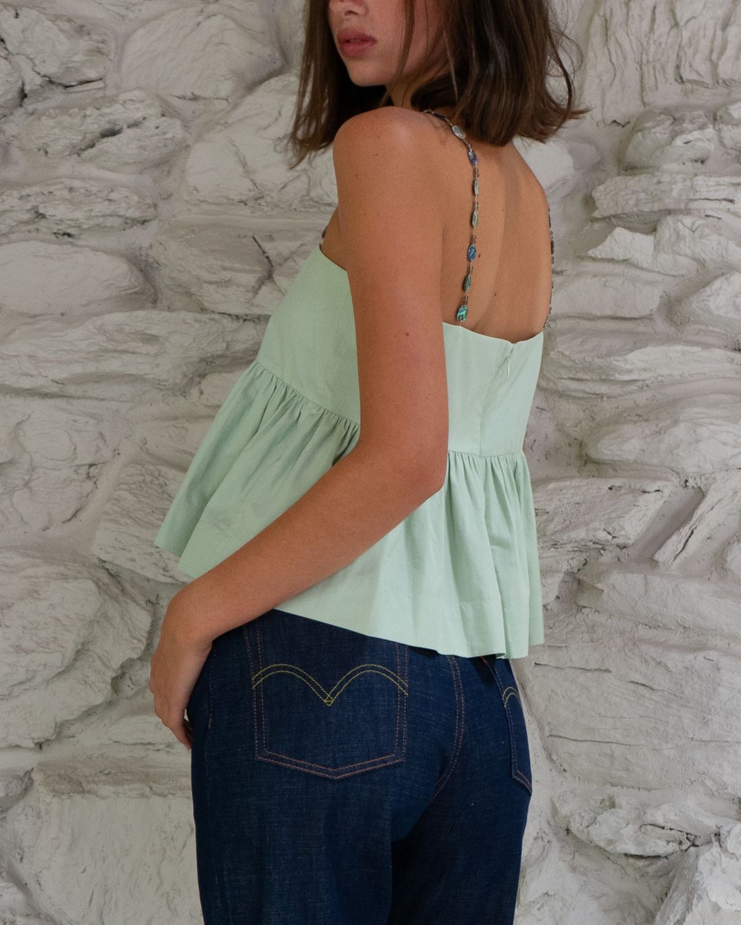 Rayna Poplin / Embellished Straps Top #3