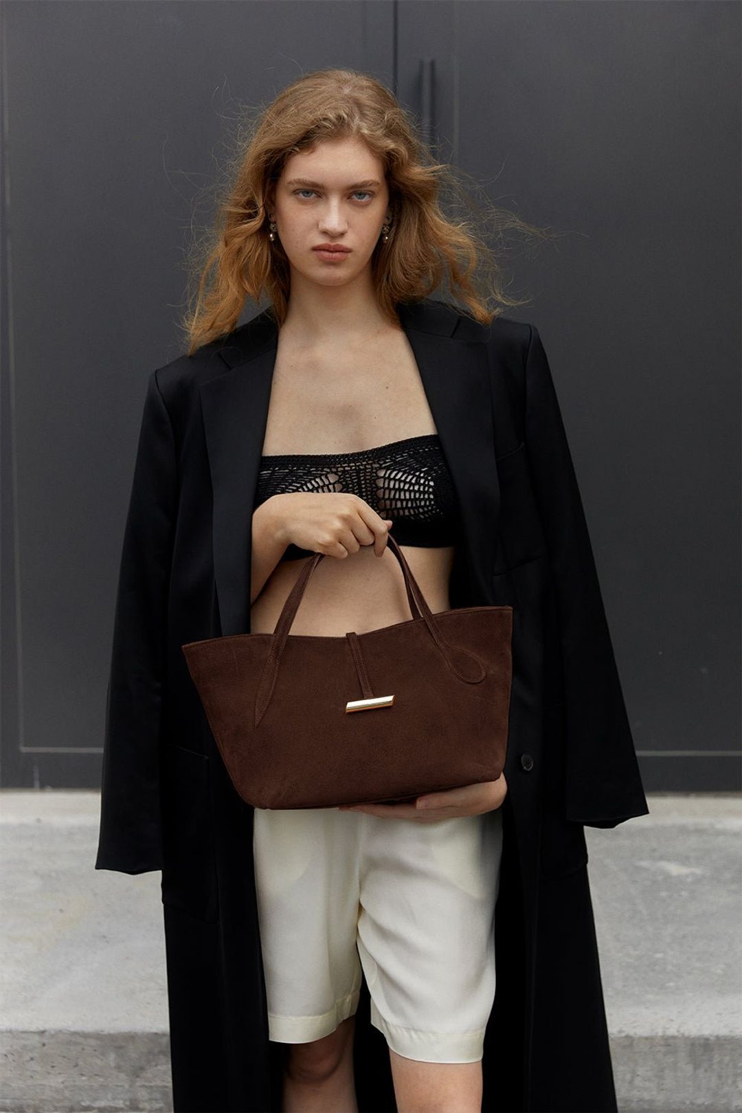 Petite Penne Tote Suede Dark Brown - 20% off