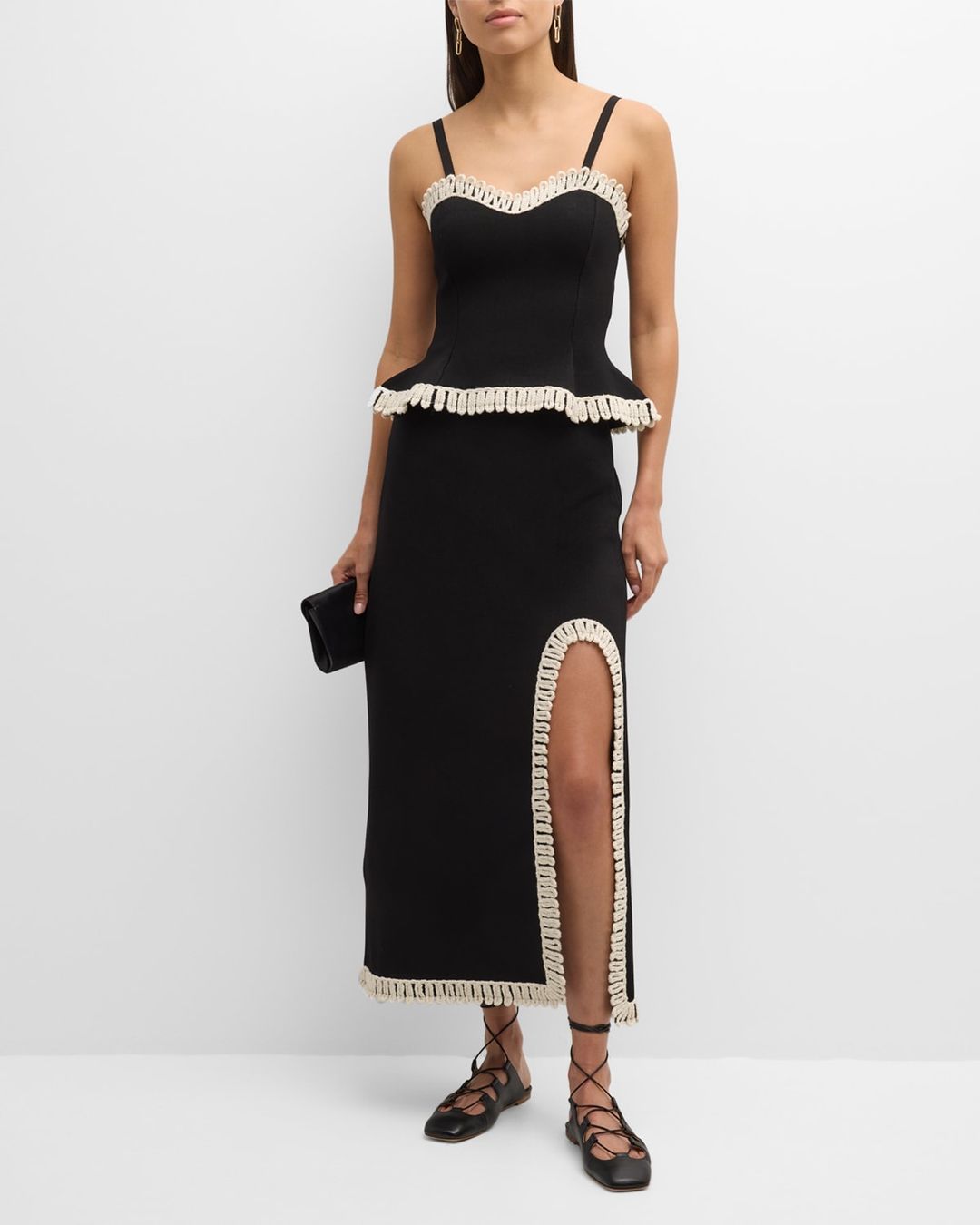 Gabie Side-Slit Braid-Trim Maxi Skirt #3