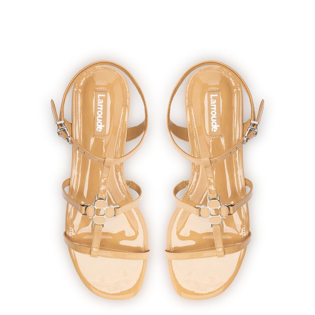 Hana Flat In Tan Patent Leather #3