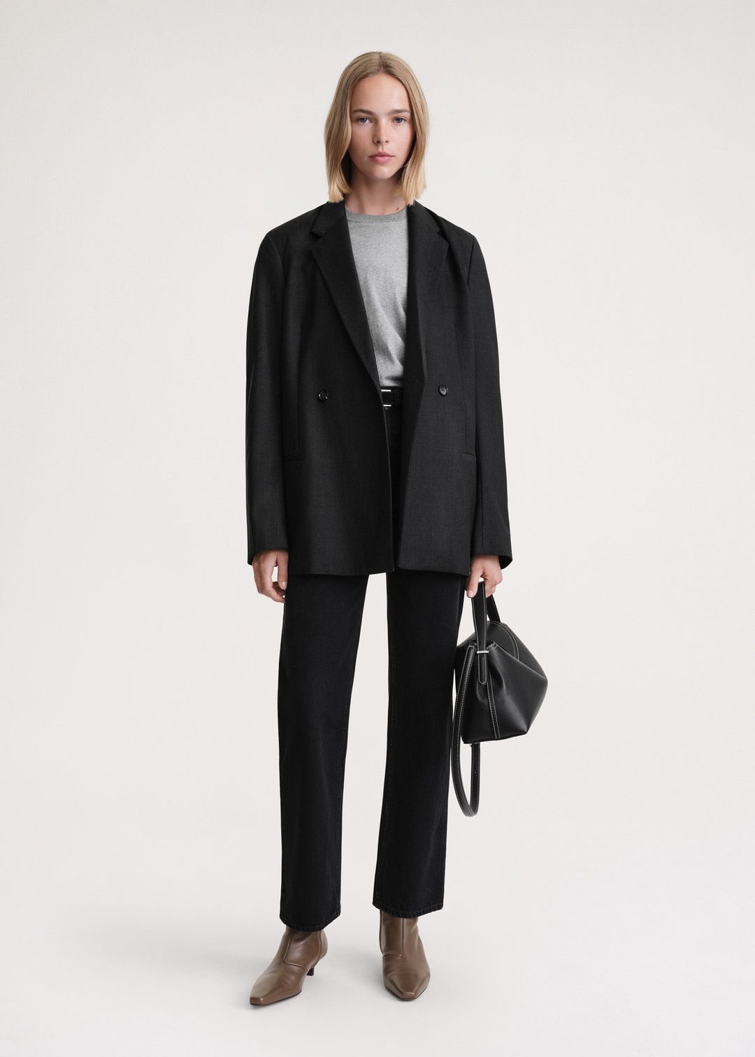 Double-breasted blazer charcoal mélange