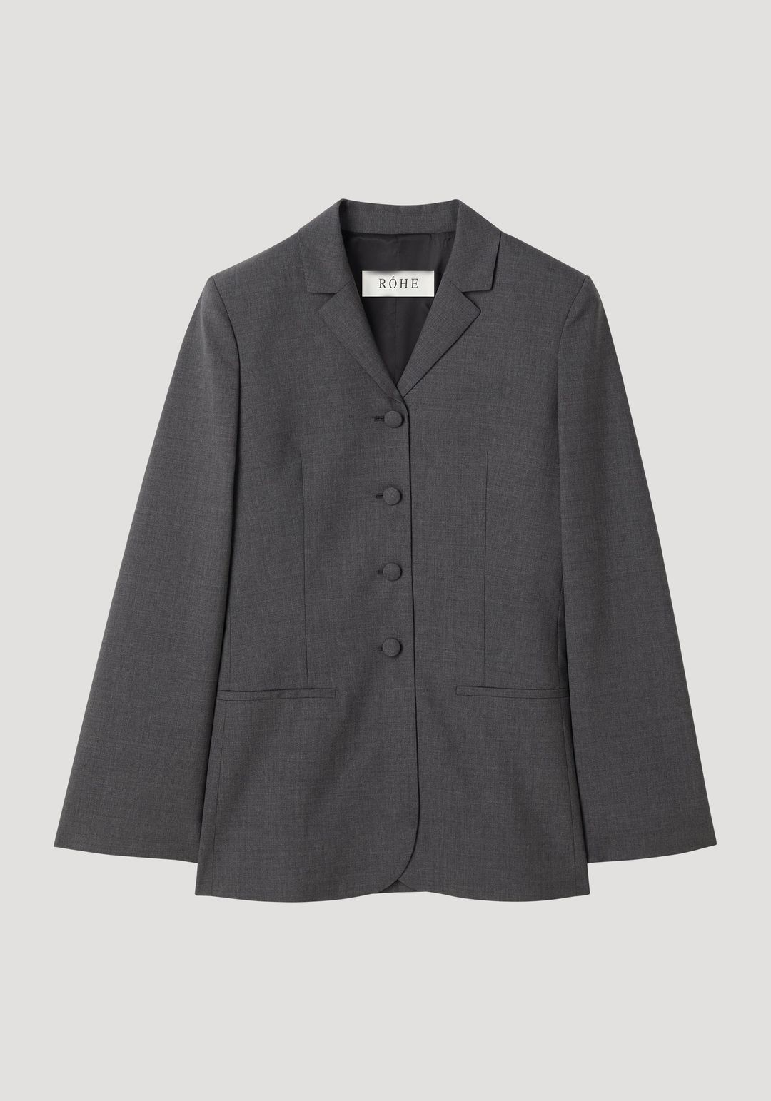 Fitted wool blazer | dark grey melange #7