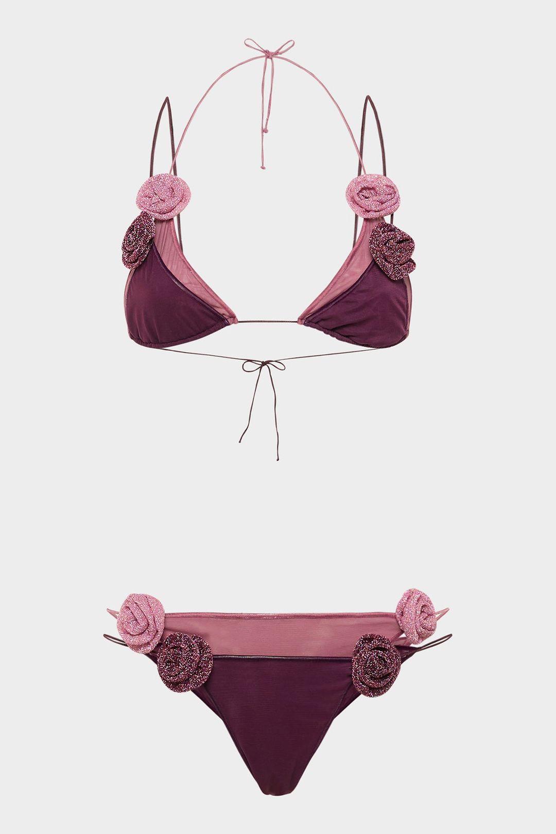 Double Mesh Rose Two Piece